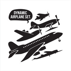 Aircraft icon vector set