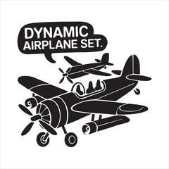 Aircraft icon vector set