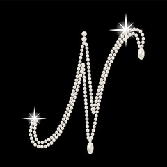 Capital Letters of English alphabet romantic with pearls