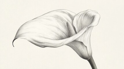 Calla Lily Flower Detailed Pencil Drawing Elegant Floral Illustration