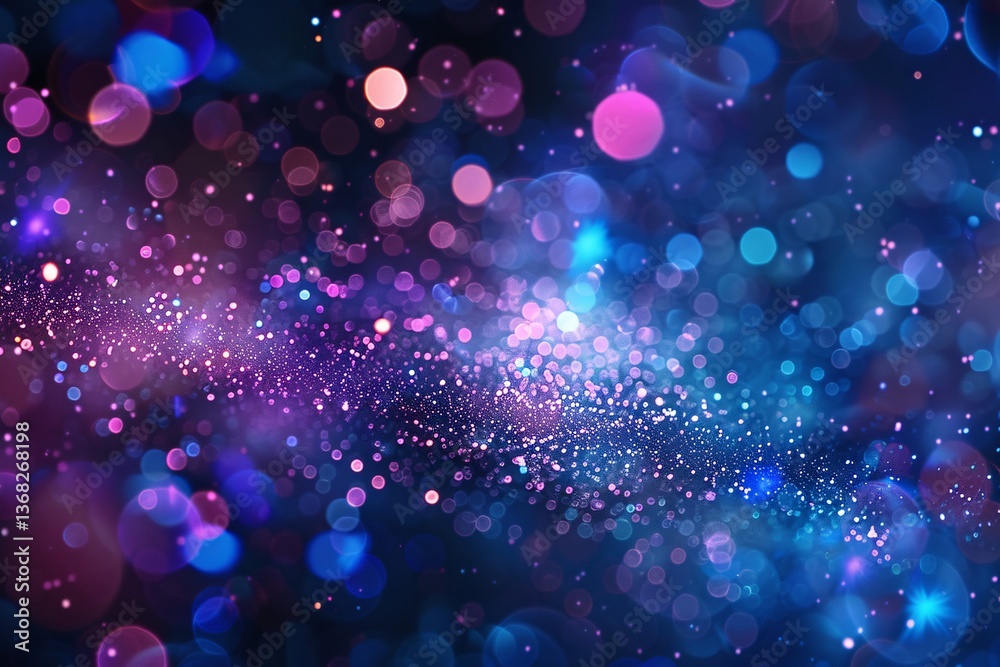 Poster Blue and purple bokeh lights adding a festive touch to an abstract background