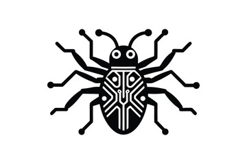 Silhouette vector art illustration of a bug with a circuit board pattern.eps