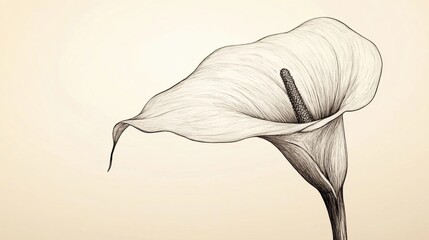Elegant Calla Lily Drawing on Beige Background for Art and Design