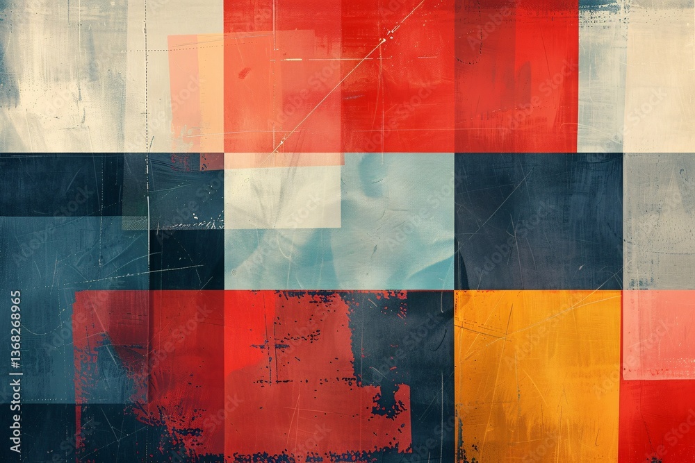 Fototapete textured and weathered abstract background featuring a colorful grid pattern