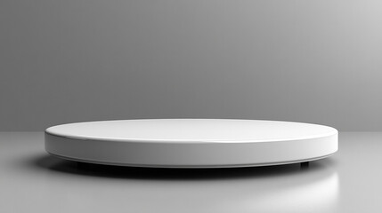 Elegant silver podium with a sleek reflective surface, set against a minimalist blank backdrop. Symbolizing prestige, sophistication, and innovation, perfect for product display or branding
