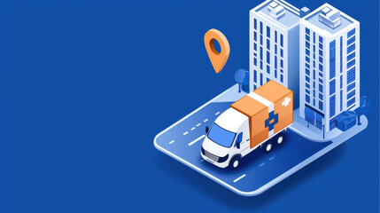 Obraz premium AI-based route planner automatically adjusting delivery paths for medical supplies based on weather, traffic, and urgency level