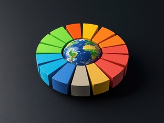 Obraz premium Global sustainability initiative world graphic design modern environment aerial view climate awareness