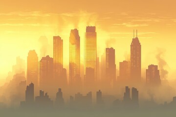 City Skyline Revealed, Morning fog lifting