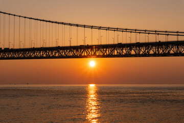夕景・明石海峡大橋