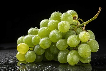 Bunch of green grapes on transparent background
