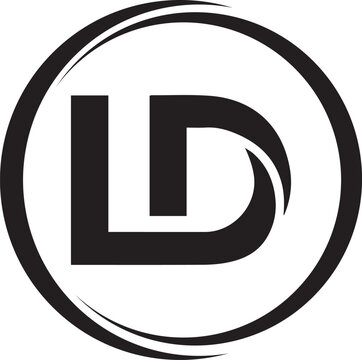 Circle logo with the letter LD inside. letters connecting with circles. Logo circle modern abstract
