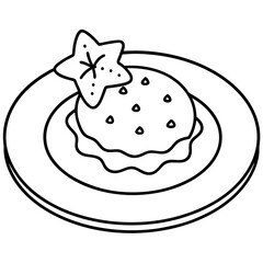 Hand-drawn vector illustration of a chocolate cake on a plate, perfect for a birthday or celebration
