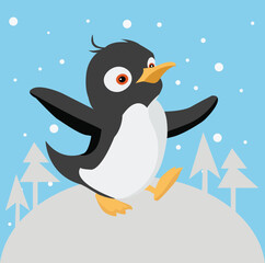 penguin in snow fall vector design clean and unique latest illustration