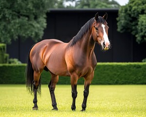 Fototapeta premium Chestnut Stallion Farm Portrait.