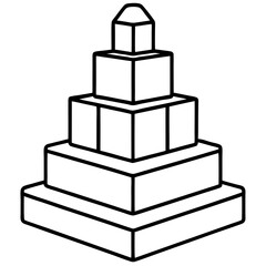 Christmas gift box stacked in a pyramid line art vector illustration