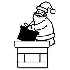 Santa delivering gift down the chimney
