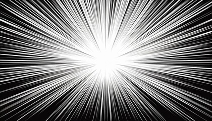 Fototapeta premium Black radial lines comics manga anime style isolated on white background