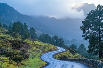 Mountain Pass Unveiled, Morning fog lifting