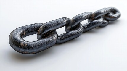 Obraz premium Close-up of a strong metallic chain on a white background.