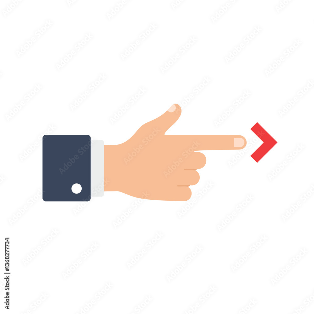 Poster hand gesture directing attention with minimal design style in vector art
