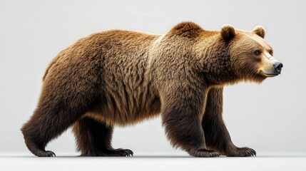 Obraz premium Majestic brown bear strolling with a confident and powerful stance.