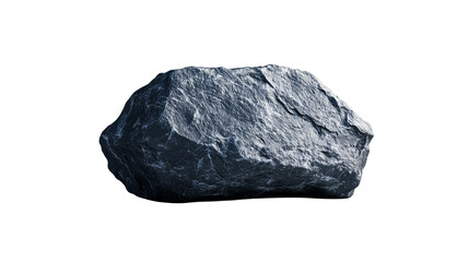 Gray rock stone isolated against a black backdrop, cut out transparent