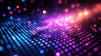 Fototapeta premium Abstract glowing dots wave, digital background, vibrant colors, futuristic design