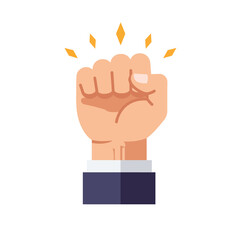 Obraz premium Fist symbolizing strength and unity in flat minimalist vector art