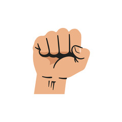 Fist symbolizing strength and unity in flat design style vector art