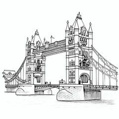 Obraz premium Tower Bridge hand-drawn comic illustration. Tower Bridge. Vector doodle style cartoon illustration