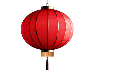 Fototapeta premium Red Chinese lantern illuminated traditional, cut out transparent