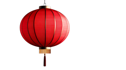 Red Chinese lantern illuminated traditional, cut out transparent
