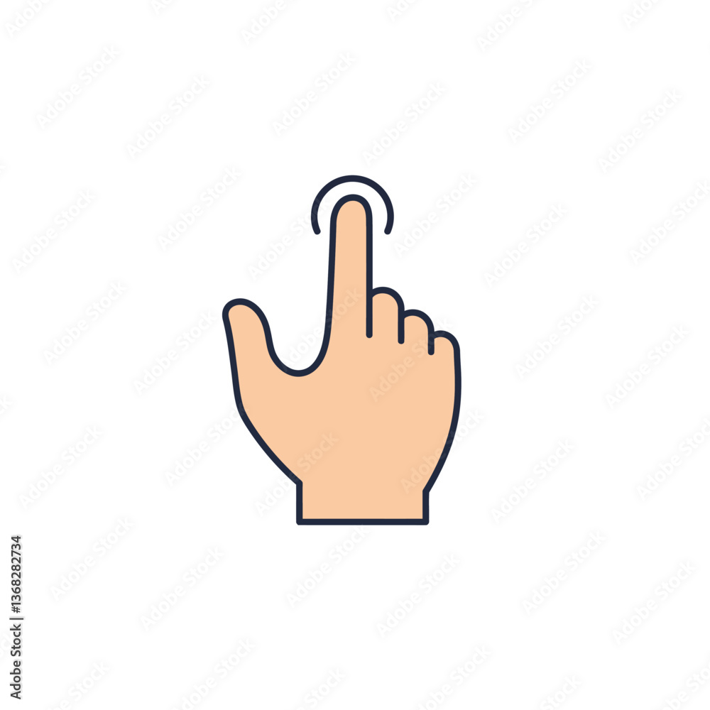 Poster hand gesture indicating selection in minimal style vector art