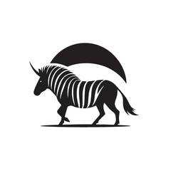 Black Color Quagga Silhouette Vector Illustration, Solid White Background