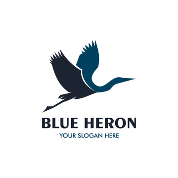 Blue heron Logo isolated on white background. Design blue heron for logo, Simple and clean flat design of the blue heron logo template. Suitable for your design need, logo, illustration, animation.
