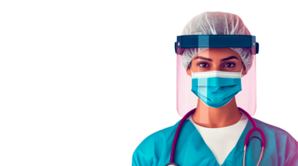 Doctor in protective gear, medical professional, safety measures, transparent