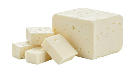 Isolated Block of Feta Cheese