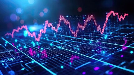 Obraz premium Analyzing financial trends digital markets visual data high-tech environment abstract view financial insights