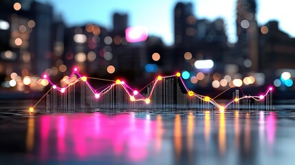 Urban data visualization trends cityscape digital art nighttime aesthetic graphs for analysis