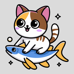 cat with a fish