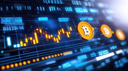 Fototapeta premium Financial insights on bitcoin trading trends in the cryptocurrency market a data visualization approach