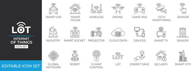 Internet of things Line icon set - vector illustration design.