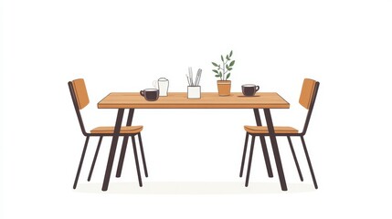 Modern Minimalist Dining Table and Chairs Setup