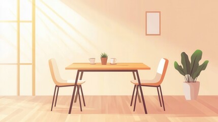 Cozy Dining Area with Natural Light and Greenery
