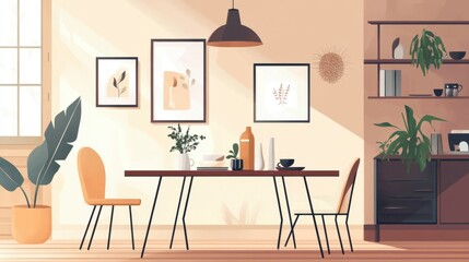 Cozy Modern Dining Room with Art and Plants