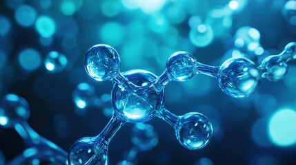 Molecular Structure Model with Blue Background for Scientific Education and Research