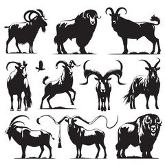 Black Color Tarpan Silhouette Vector Illustration, Solid White Background