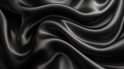 Obraz premium Black satin fabric draping elegantly in smooth folds 