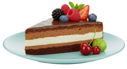 Isolated Slice of Chocolate Cake