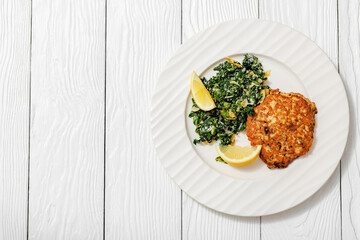 chicken patty with kale almond parmesan salad